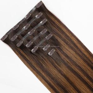 Wholesale 6D Blonde Yaki Straight 100% Real Raw Remy Russian Hair Extensions Invisiable Seamless Clip-in Light Color - Product Image 3