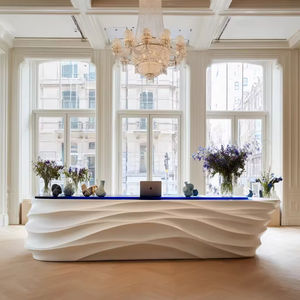 Mostrador de Recepción Extensible Moderno con Iluminación LED, Mostrador Curvo Impreso en 3D de Color Blanco para Hoteles y Espacios Comerciales de Centros Comerciales - Product Image 4