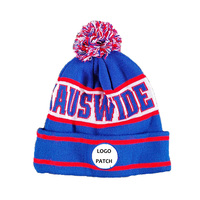 Directo de fábrica cálido invierno acrílico Jacquard tejido Bobble sombrero AFC equipo Beanie bordado Logo Pom Beanie