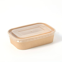 Bol à salade rectangulaire en papier kraft écologique durable et jetable, impression personnalisée, service OEM, compatible micro-ondes, camping