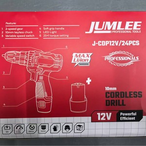Jumlee Cordless Electric Drill 12V Variable Speed Brushed Motor Lithium Battery For Hardware Use - Product Image 3