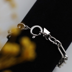 Geometric Chain Spliced Bracelet Steel Color 17cm Unisex Fashion Jewelry - Product Image 1