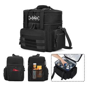 Sac à déjeuner isotherme grand format à double compartiment avec bandoulière, sac isotherme tactique extensible et tendance pour hommes - Product Image 3