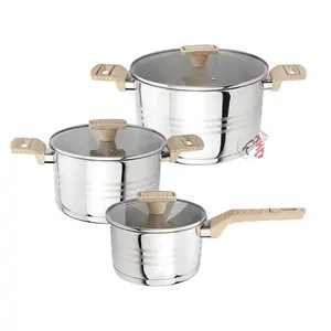 Wholesale High Quality 6pcs Kitchen Ware Cooking Pots And Pans Induction Stainless Steel Cookware Set