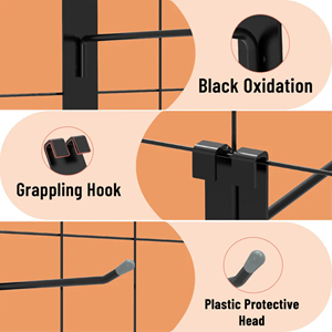 Heavy Duty Gridwall <b>Hooks</b> 4 Inch Iron Powder Coated Industrial <b>Display</b> <b>Hook</b> Easy Install Durable 30lbs Capacity Black OEM - Product Image 4