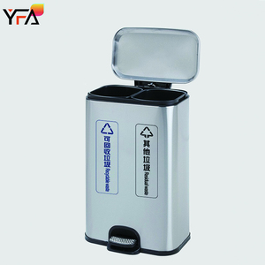 Thép không gỉ 60L kép ngăn rác có thể chân đạp bin với 2 chất thải Thùng nhà bếp tái chế bin - Product Image 2