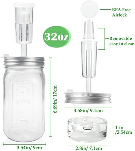 Frasco de Fermentación de Vidrio Transparente Ecológico de 32 oz con Cierre Hermético para Encurtidos, Kimchi, Salsas Picantes, Frasco Mason - Product Image 2
