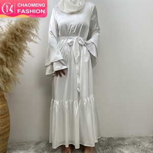6789 #   Vestido de Mujer Clásico y Elegante en Color Blanco, Material Satinado, Dos Capas de Mangas con Diamantes Brillantes, Forro y Cierre Frontal - Product Image 1