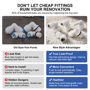 Pasokan Pabrik Sambungan Cepat Elbow 90 Derajat 1/4 inci 3/8 inci 1/<span class=keywords><strong>2</strong></span> inci Konektor POM Push Fit untuk Pemurni Air RO Mesin Kopi - Product Image 2