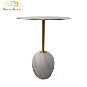 Mesa de Centro Redonda de Lujo Nórdico, Base de Mármol para Interiores, Hotel, Balcón, Mesa Auxiliar para Dormitorio, Sala de Estar - Product Image 6