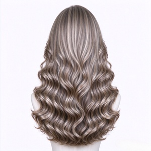 วิกผมแท้สีน้ำตาลประกายเทา แบบลอนยาว แสกข้าง - Product Image 5