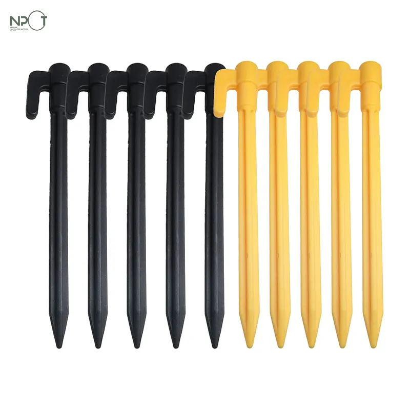 Tent Staken 10 Stuks 5.8Inch Zware En Duurzame Plastic Tent Luifel Pinnen Spike Haken Luifel Peg Voor Camping Zwart En Geel