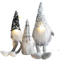 אמזון מכירה לוהטת חג המולד קישוט אספקת קטיפה Gnome חג המולד Gnome קישוטי עם led אורות