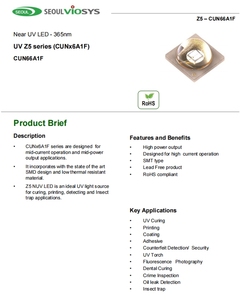 Seoul Viosys cun66a1f 365nm <span class=keywords><strong>3.6V</strong></span> 120mA 120 3535 Metric SMD UV <span class=keywords><strong>LED</strong></span> đèn với 5-năm bảo hành và 86 Lm/W cho Nha khoa chữa - Product Image 2