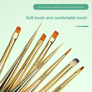 Nylon Nail Art Brush <b>Set</b> Flat Liner Oval <b>Crimped</b> Ferrule Brushes for Gel Painting Decoration - Product Image 3