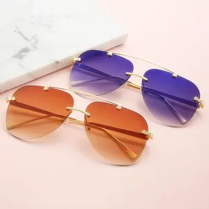 DL Glasses Manufacturers Sun glasses Rimless Gradient Lens ins street fashion ocean women shades Female Pilot sunglasses 2021