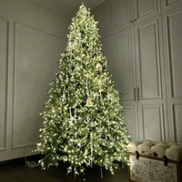 Arbre de Noël en sapin PE auto-éclairant à LED de haute qualité, 7-7,5 pieds, avec lumières claires/blanches chaudes, vente en gros d'usine JIAXUN