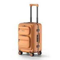 GEMULIN Nouvelle valise à roulettes grande capacité avec compartiment amovible pour ordinateur portable et porte-gobelet pliable