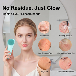 Brosse nettoyante électrique pour le visage, étanche IPX7, rechargeable, exfoliante et massante, en silicone - Product Image 2