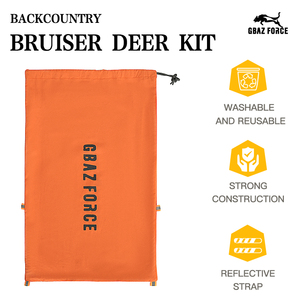 Sac <span class=keywords><strong>de</strong></span> <span class=keywords><strong>chasse</strong></span> GAF Taslon en nylon léger et réutilisable avec cordon <span class=keywords><strong>de</strong></span> serrage pour quartiers <span class=keywords><strong>de</strong></span> viande <span class=keywords><strong>de</strong></span> cerf, orange, ensemble 34L et 70L avec logo personnalisé pour les chasseurs - Product Image 4