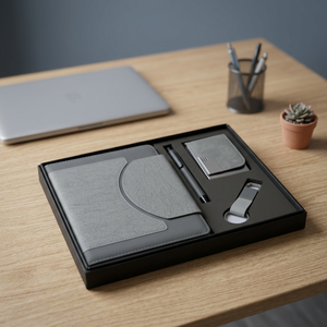 Set de Regalo Personalizado con Organizador A4 de Tapa Dura, Bolígrafo, Tarjetero, Llavero Metálico y Cubierta de Imitación de Cuero, Agenda Ejecutiva - Product Image 3