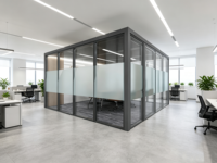 Cloison en verre préfabriquée moderne avec porte pour bureau et salle de sport, design modulaire, simple/double couche, absorption acoustique