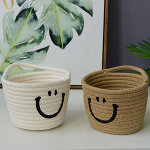 Woven Storage <b>Basket</b> Round Hanging Hook Type For Desktop Wall Mount Cosmetic Organizer Toy Storage <b>Basket</b> <b>Display</b> <b>Basket</b> - Product Image 3