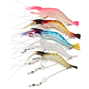 Luminous Fishing Shrimp Baits Silicone Enticement Bass Shrimp Lures with Hooks