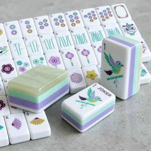 Foldable Modern 4-Tier Pearl Green Case American <b>Mahjong</b> <b>Set</b> with Acrylic Tiles, Family & Casino Game, Holiday Gift - Product Image 1