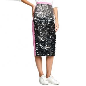 Otoño alta cintura Casual largo A-Line Bodycon falda vestidos de talla grande gris Tie-Dyed Sequin <span class=keywords><strong>Back</strong></span> con cintura natural - Product Image 6