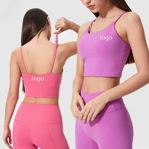 Nouveau design Crop Top Soutien-gorge de sport rembourré pour le yoga et l'entraînement, sans manches, à bretelles, style T-shirt de gym - Product Image 2