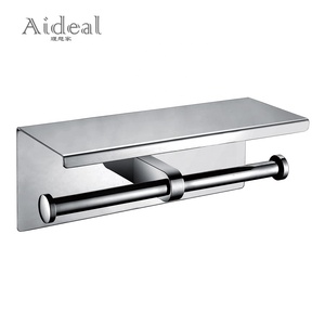 Durevole SUS 304 doppio rotolo di carta porta asciugamani con mensola per telefono lungo accessori per il bagno in acciaio inox di alta qualità - Product Image 2