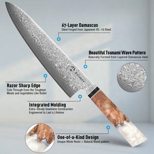 Juego de <span class=keywords><strong>Cuchillos</strong></span> de Chef Kingpower con Logotipo Personalizado, Cuchillo Santoku Japonés de Acero Damasco con Alto Contenido de Carbono, <span class=keywords><strong>Cuchillos</strong></span> de Cocina Modernos de Resina con Alto Pulido - Product Image 3