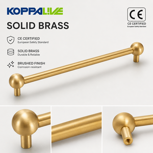 KOPPALIVE <span class=keywords><strong>Tiradores</strong></span> de Latón Sólido Personalizados para Puertas de Gabinetes, Manijas de Níquel Cepillado para Cajones y Armarios, <span class=keywords><strong>Tiradores</strong></span> Dorados para Muebles de Cocina - Product Image 2