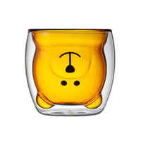 Usine de gros fait à la main mignon Animal ours en forme de double paroi verre eau boisson tasse