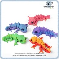 Figurine créative en verre imprimée en 3D, bébé caméléon à articulations mobiles, animal réaliste, best-seller transfrontalier, pour la maternité et le bureau