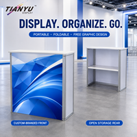 Comptoir de réception pliable TIANYU grand format en aluminium, table d'exposition portable, étagère de rangement, stand modulaire pour salon professionnel