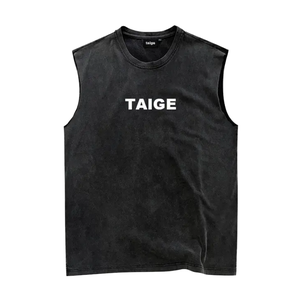 เสื้อกล้ามถักนิตติ้งสีดำสำหรับผู้ชาย ยี่ห้อ Taige ผ้าฝ้าย 100% คอกลม สไตล์วินเทจ ลำลอง ระบายอากาศได้ดี เหมาะสำหรับใส่ในฤดูร้อน ไร้ตะเข็บ - Product Image 1