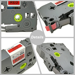 Oorison nastro di trasferimento termico etichetta nero rosso 9mm TZo-421 compatibile con TZe-421 per stampante di etichette fratello - Product Image 4