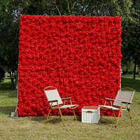 Dinding Bunga Sutra Buatan 5D Gulung Desain Baru Mewah Warna Merah untuk Dekorasi Latar Belakang Baby Shower