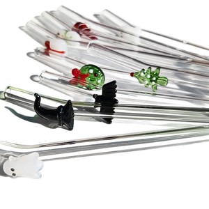 IStapromo Gifts Pailles en verre borosilicate transparent, mignonnes, réutilisables, résistantes aux hautes températures, pour jus et boissons, thème Noël - Product Image 2