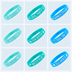 Braccialetti <span class=keywords><strong>in</strong></span> Gomma Fluorescenti per Bambini, Parco Acquatico, Acquario, Logo Personalizzato, Senza BPA, all'Ingrosso per Eventi Estivi e Regali Familiari - Product Image 1