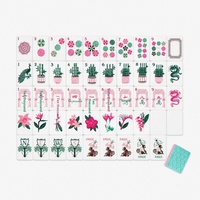Juego de Mahjong Americano de Acrílico con Patrón de Hojas Verdes Leti, Empaque de Consulta, Set de Regalo para el Hogar, Fichas para Mezclar a Mano, Alta Calidad