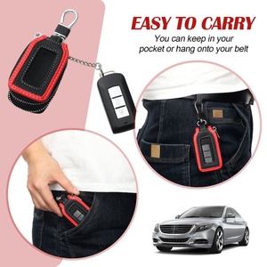 ที่ใส่กุญแจรถหนังวินเทจแบบสั่งทำของ Boshiho พร้อมตะขอโลหะ ซิปตกแต่งกระเป๋าถือ และซองใส่กุญแจรีโมท - Product Image 3