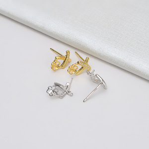 Boucles d'oreilles fines en argent Wenchi S925 pour femme, incrustées de perles de 10 à 12 mm, 1080, personnalisables, accessoires de bijoux DIY, plateau vide - Product Image 4