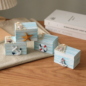 Mini Cajas de Almacenamiento con Temática Oceánica, Caja de Joyería Rectangular de MDF, Adornos Decorativos de Estilo Mediterráneo, Apilables, para Sala de Estar - Product Image 2