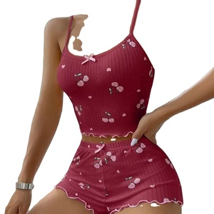 Pyjama imprimé sexy 2 pièces : ensemble décontracté de camisole et short à grande élasticité pour la maison - Product Image 5