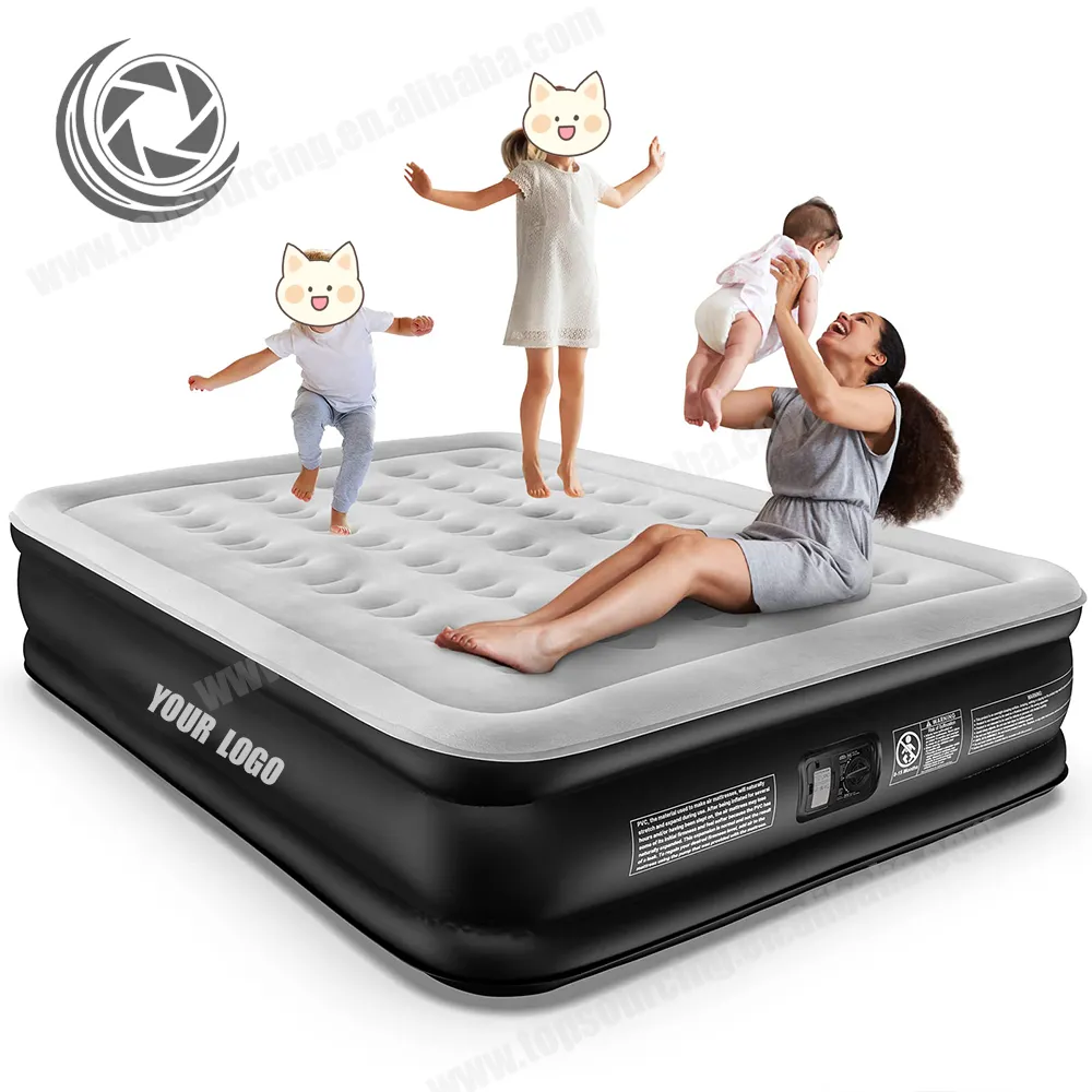Custom Logo Inflatable Folding Single Air Bed With Adjustable Back Flocking Air Bed Easy Carry Air Mattress for Furniture