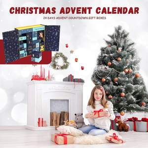 Calendario de Adviento Azul de Navidad |   Cajas de Cartón para Guardar Tesoros, Organizador de Almacenamiento DIY para Adultos, Regalos para Niños y Decoraciones Navideñas - Product Image 4