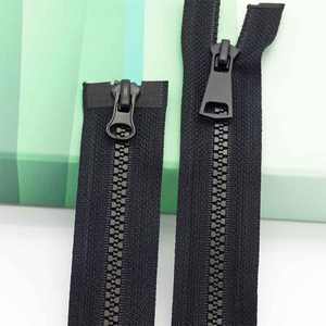 Bxyab — <span class=keywords><strong>fermeture</strong></span> à glissière à <span class=keywords><strong>Double</strong></span> denture pour vêtement domestique, résine 5 # de haute qualité, vente en gros, grandes dents noires, Textile et vêtement - Product Image 6